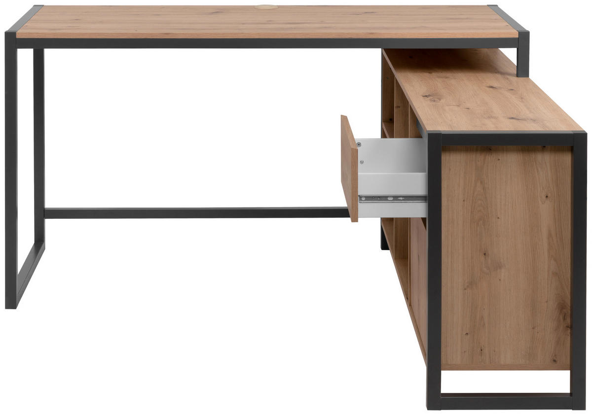 ECKSCHREIBTISCH - Anthrazit/Eiche Artisan, MODERN, Holzwerkstoff (139/139/75cm) - MID.YOU