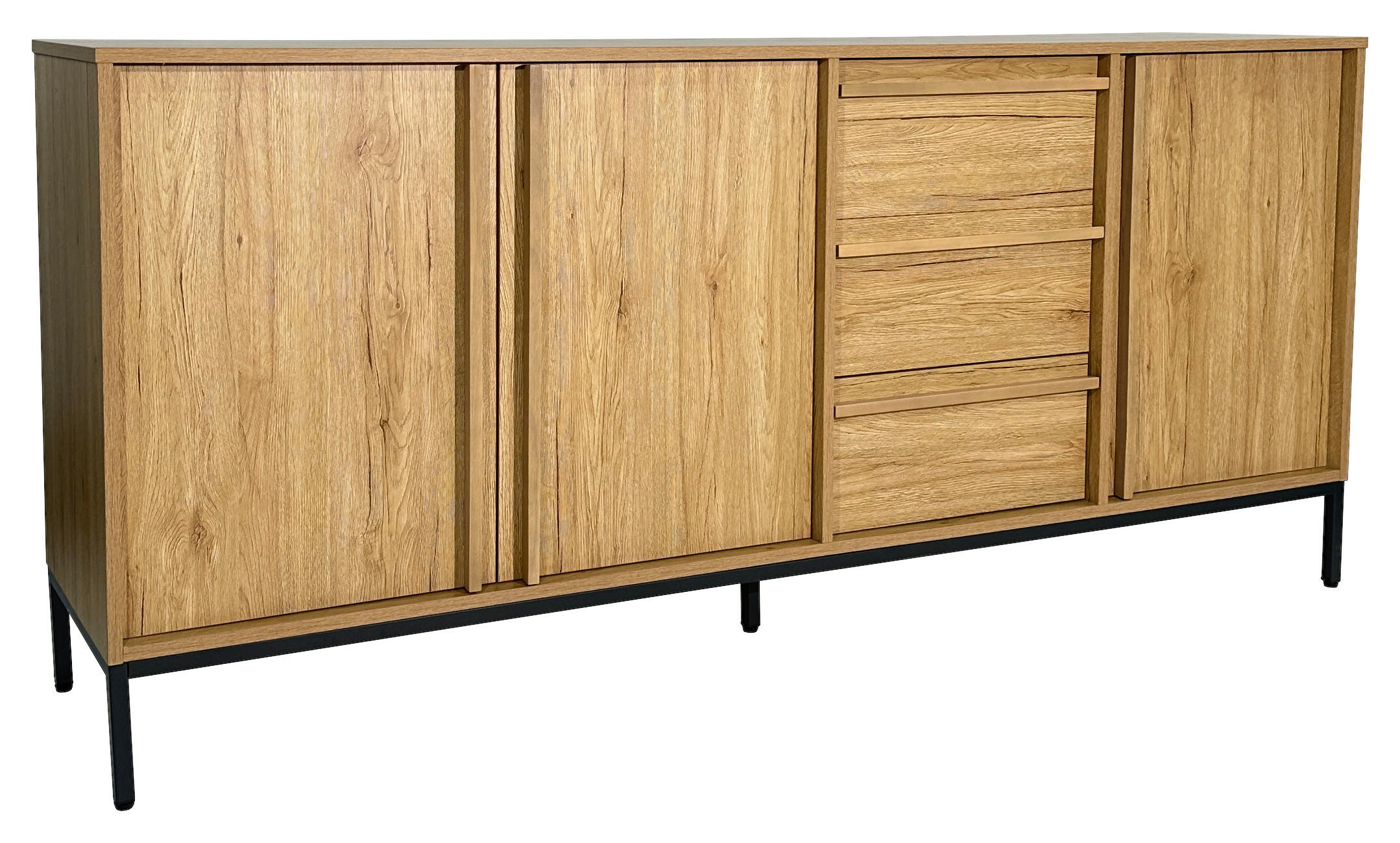 SIDEBOARD WABI  in 180/81/40 cm  - Eichefarben/Schwarz, Design, Holz/Holzwerkstoff (180/81/40cm) - Xora