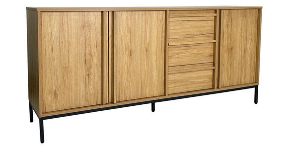 SIDEBOARD WABI in 180/81/40 cm - Eichefarben/Schwarz, Design, Holz/Holzwerkstoff (180/81/40cm) - Xora
