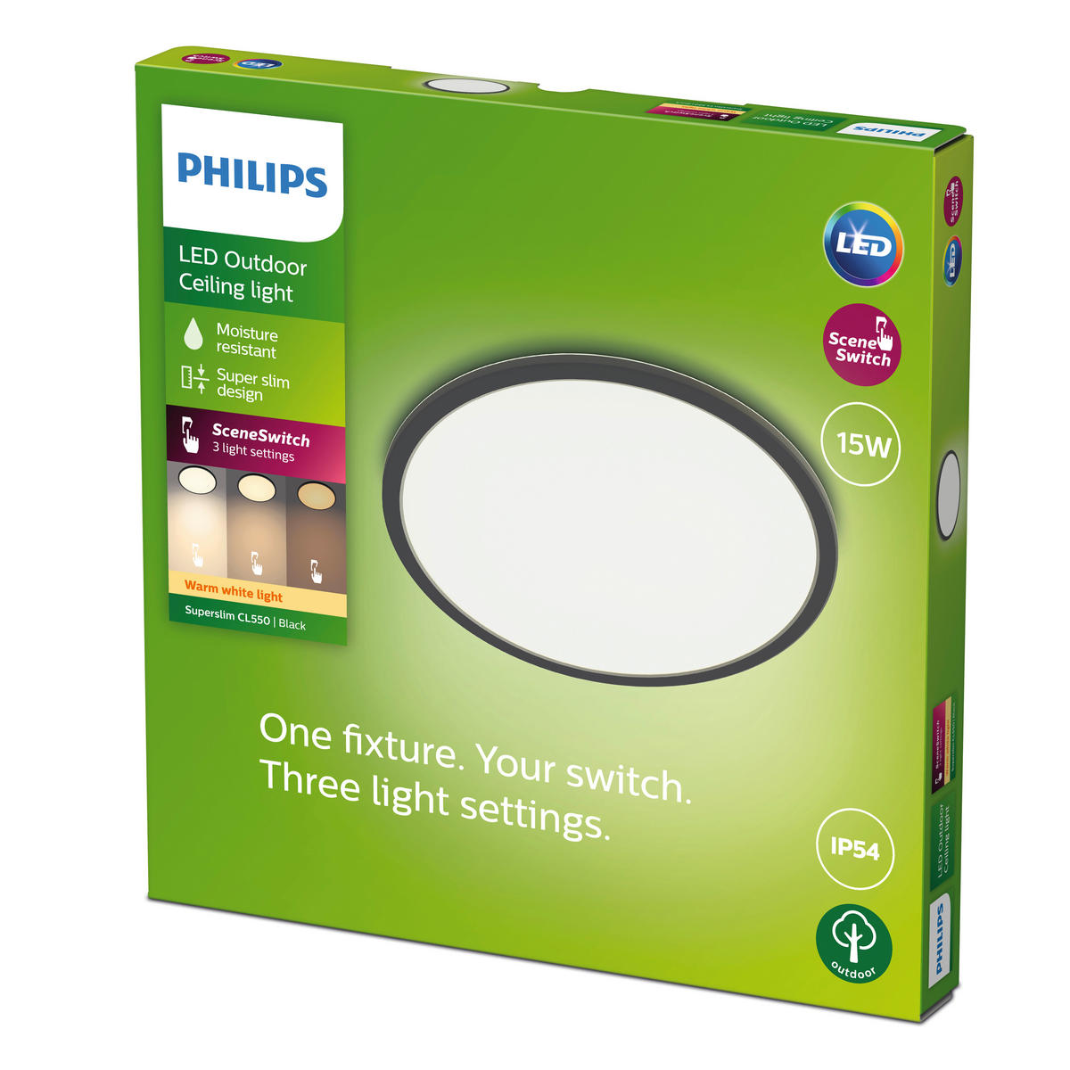 LED-DECKENLEUCHTE Superslim CL550 25/25/2,3 cm   - Schwarz, Basics, Metall (25/25/2,3cm) - Philips