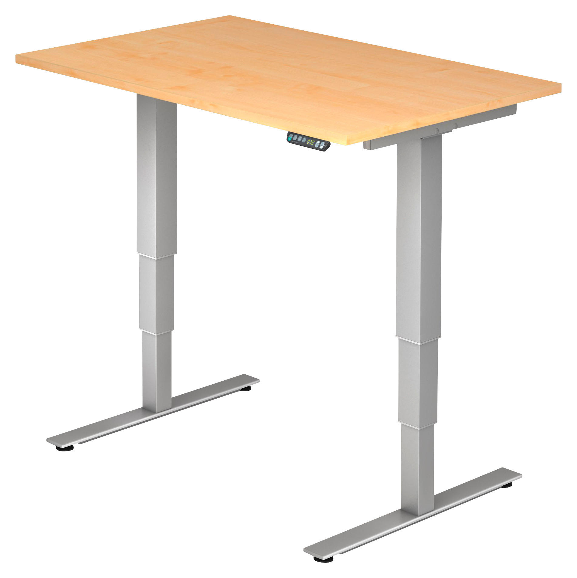 SCHREIBTISCH höhenverstellbar  - Silberfarben/Ahornfarben, KONVENTIONELL, Holzwerkstoff/Metall (120/80/63,5-128,5cm) - Venda