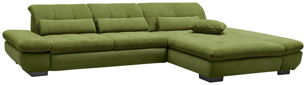 SEDEŽNA GARNITURA, gladka tkanina zelena  - črna/zelena, Design, kovina/tekstil (341/204cm) - Xora