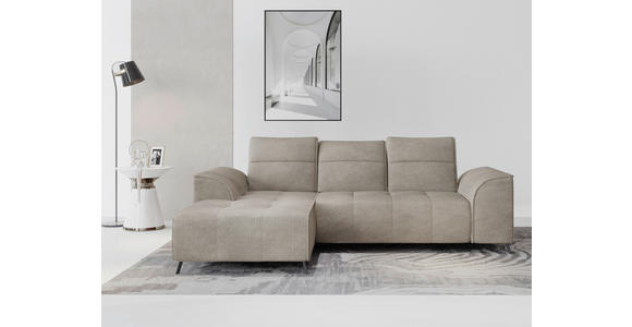 ECKSOFA Taupe Cord  - Taupe/Schwarz, KONVENTIONELL, Textil/Metall (196/290cm) - Carryhome