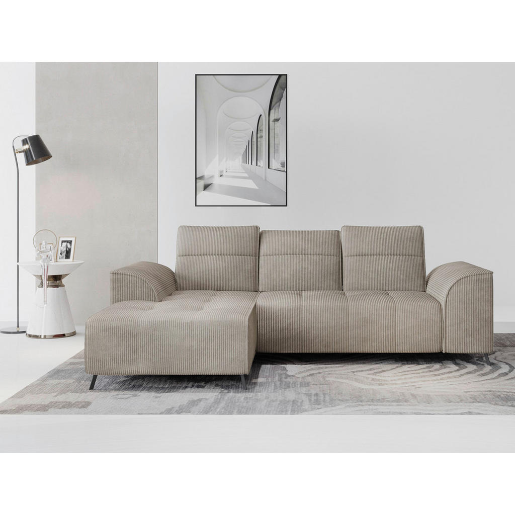 Thumbnail - Carryhome Ecksofa, Taupe, Textil, 3-Sitzer, Ottomane links, L-Form, 290x196 cm, Liegefunktion, seitenverkehrt erhältlich...