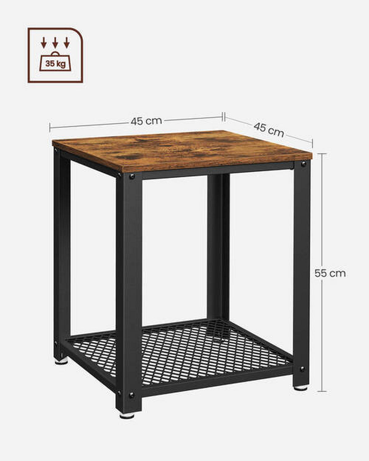 ODKLÁDACÍ STOLEK, hnědá, černá - černá/hnědá, Trend, kov/kompozitní dřevo (45/55/45cm) - Boxxx