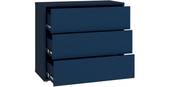 KOMMODE , 95/83/42 cm, 3 Schublade(n)  - Silberfarben/Dunkelblau, Trend, Holzwerkstoff/Kunststoff (95/83/42cm) - Carryhome