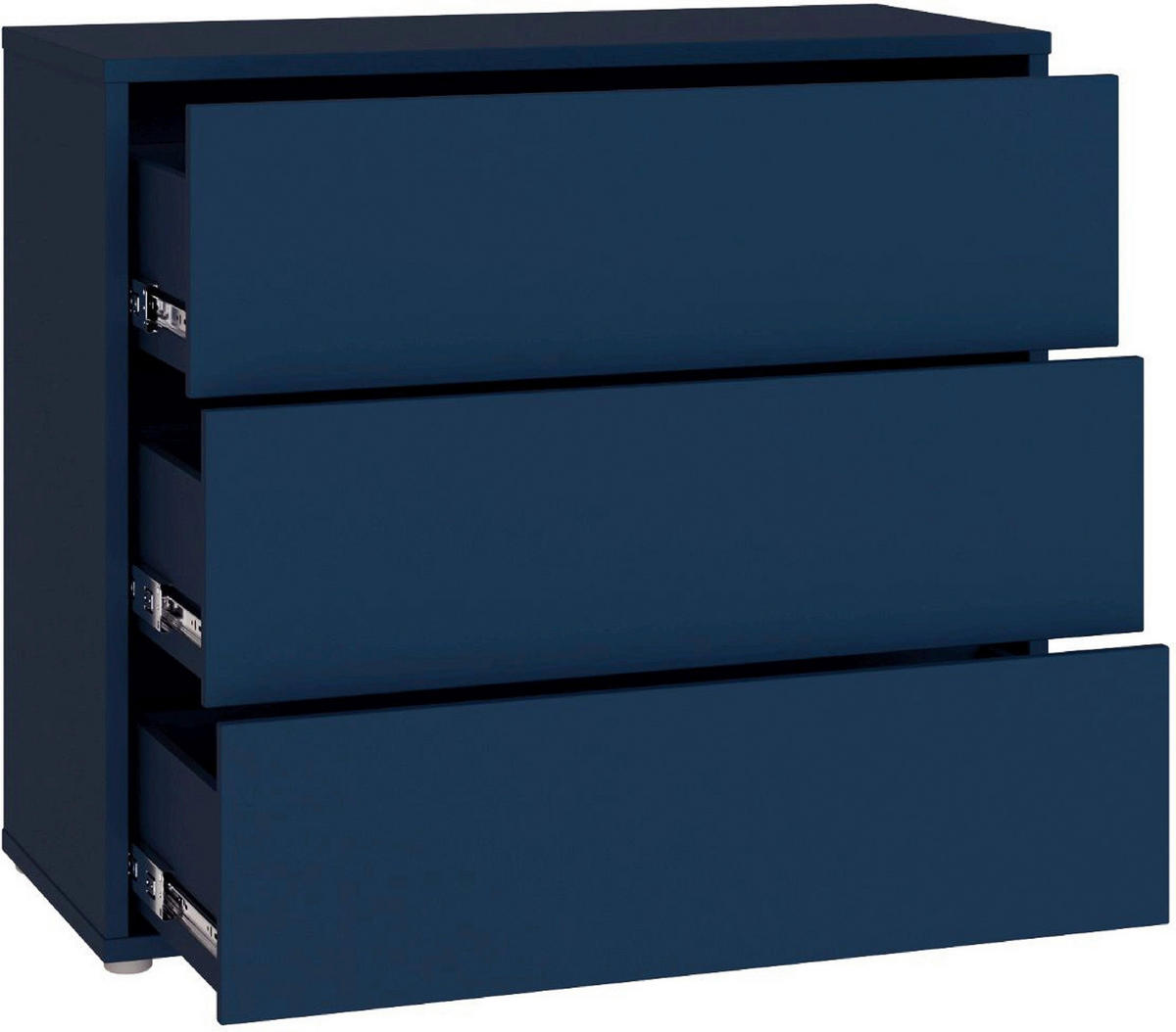 KOMMODE , 95/83/42 cm, 3 Schublade(n)  - Silberfarben/Dunkelblau, Trend, Holzwerkstoff/Kunststoff (95/83/42cm) - Carryhome