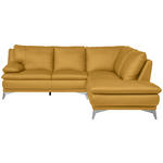 ECKSOFA Senfgelb Echtleder  - Chromfarben/Senfgelb, Design, Leder/Metall (242/224cm) - Novel