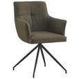 ARMLEHNSTUHL  Stoffauswahl, Sitzfläche 180° drehbar Webstoff  - Schwarz/Grün, Design, Textil/Metall (58/84/62,5cm) - Novel
