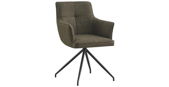 ARMLEHNSTUHL  Stoffauswahl, Sitzfläche 180° drehbar Webstoff  - Schwarz/Grün, Design, Textil/Metall (58/84/62,5cm) - Novel