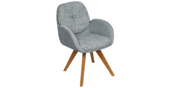 ARMLEHNSTUHL  in Webstoff  - Jadegrün/Eichefarben, Design, Holz/Textil (59/90/64cm) - Linea Natura