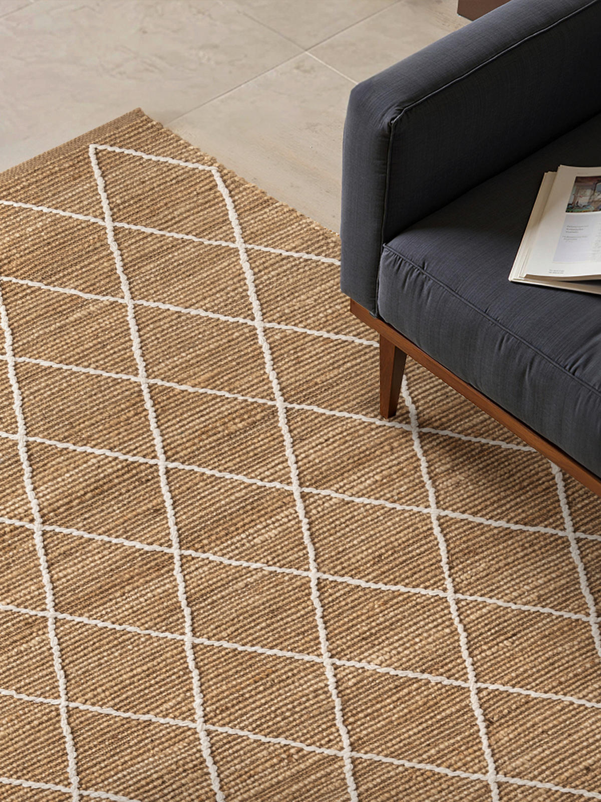 FLACHWEBETEPPICH 200/300 cm Kunu Weiß, Sandfarben rechteckig  - Sandfarben/Weiß, Basics, Textil (200/300cm) - Hanse Home