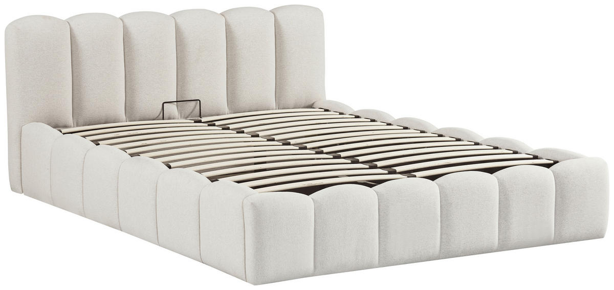 POLSTERBETT 140/200 cm  Creme  - Creme/Schwarz, Modern, Holz/Kunststoff (140/200cm) - Livetastic