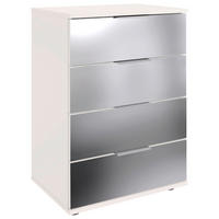 NACHTSCHRANK 52/74/38 cm, Klar, Weiß, Alufarben,  - Klar/Alufarben, MODERN, Glas/Holzwerkstoff (52/74/38cm) - P & B
