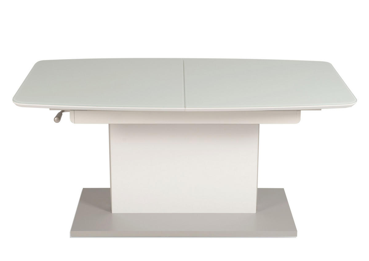 COUCHTISCH ESG 120-160/70/55-74 cm rechteckig Weiß  - Weiß, Design, Glas/Holzwerkstoff (120-160/70/55-74cm)