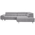 ECKSOFA  in Webstoff Hellgrau  295/201 cm  - Dunkelgrau/Silberfarben, Design, Textil/Metall (295/201cm) - Hom`in