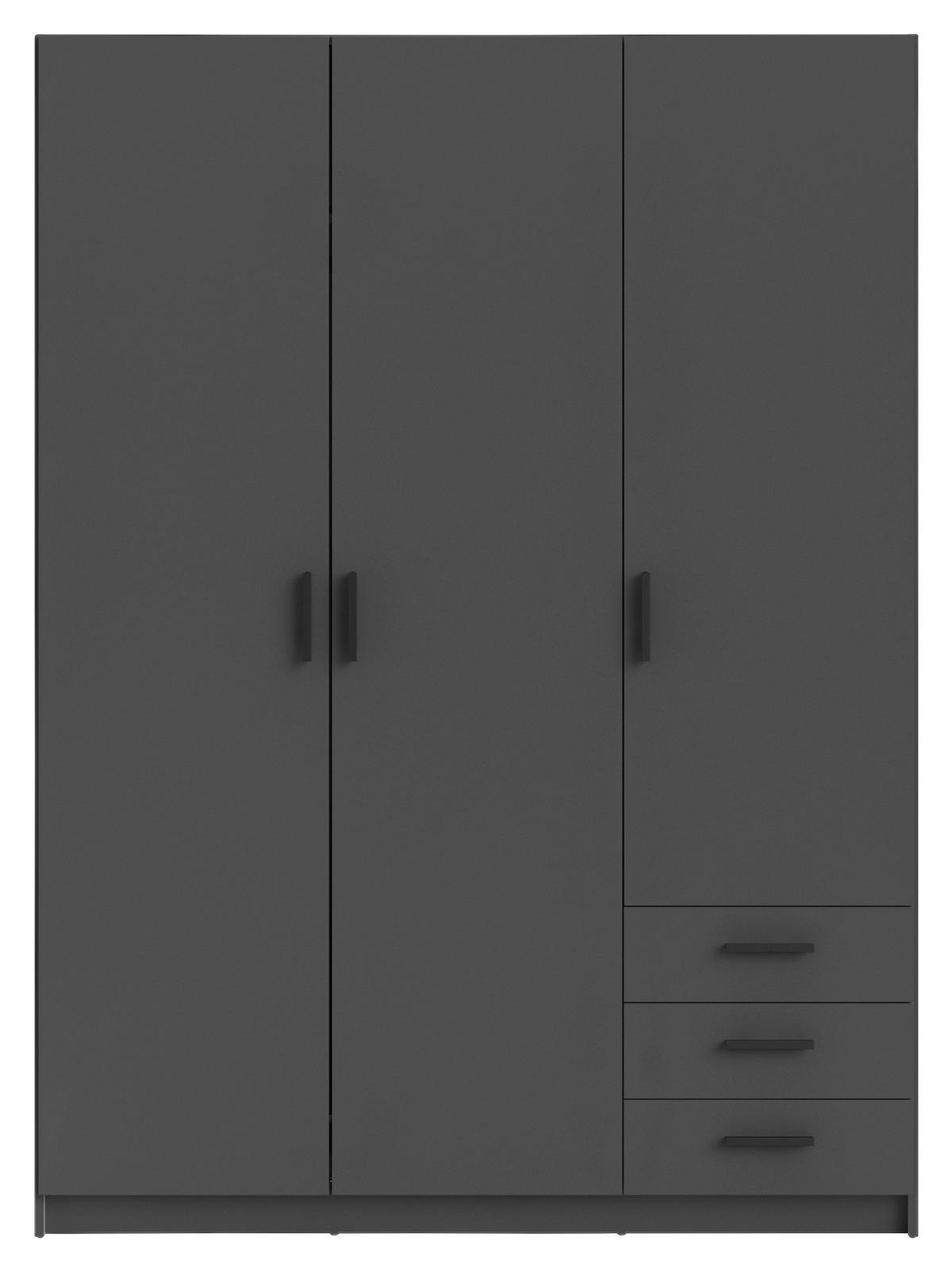 KLEIDERSCHRANK in Grau  - Schwarz/Grau, Basics, Holzwerkstoff/Metall (147/200,4/49,8cm) - MID.YOU