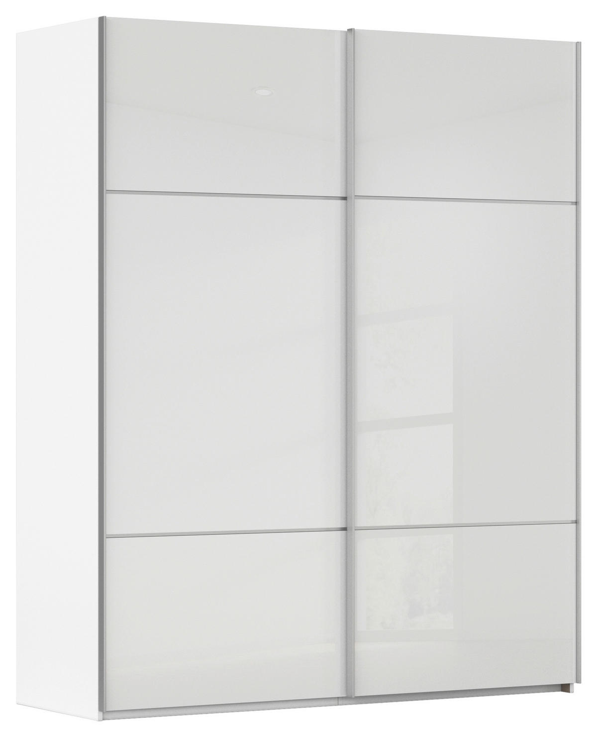 SCHWEBETÜRENSCHRANK 181/223/67 cm 2-türig Weiß  - Alufarben/Weiß, KONVENTIONELL, Glas/Holzwerkstoff (181/223/67cm) - Novel