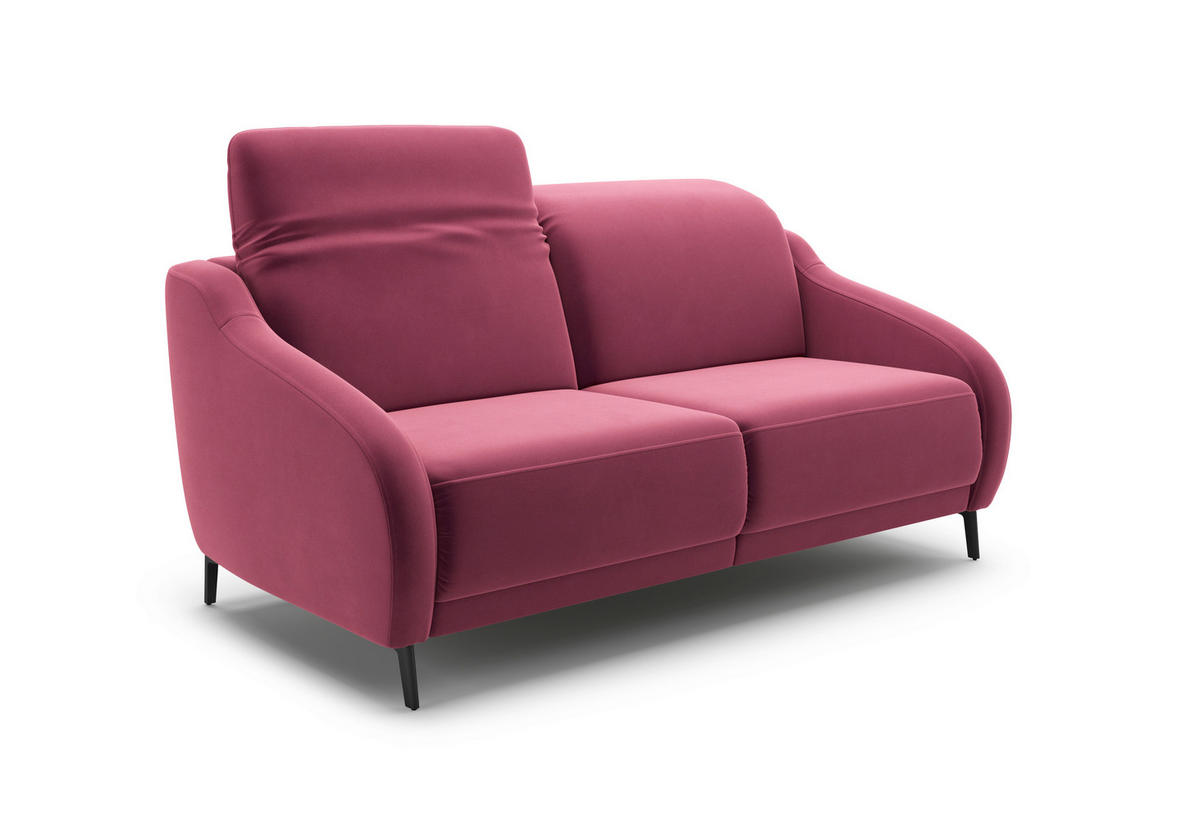 2,5-SITZER in Samt Aubergine  - Aubergine/Schwarz, MODERN, Textil/Metall (172/93/104cm) - Sit & More