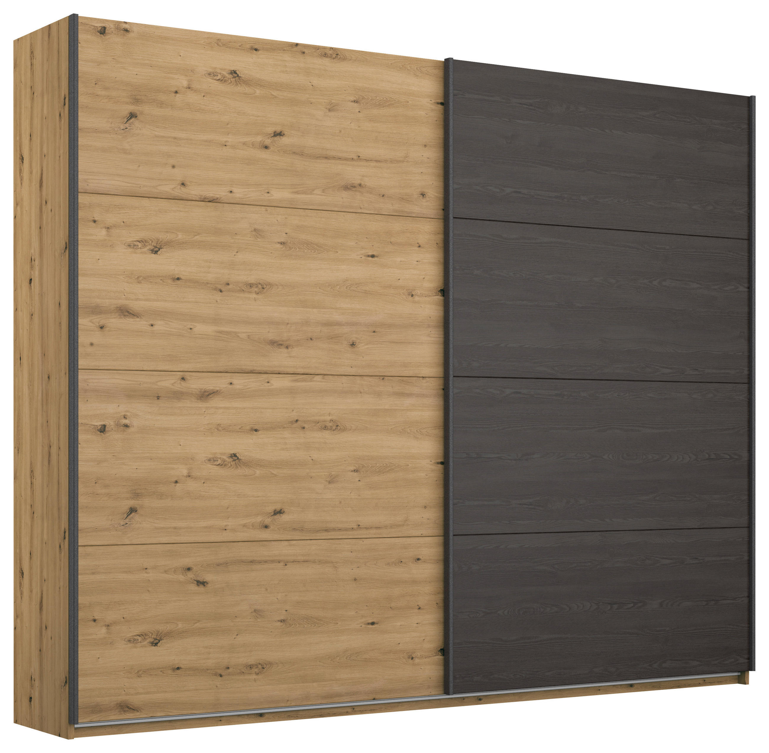 Rauch Möbel Schwebetürenschrank Schwarz, Eiche Artisan 226x210x62 cm