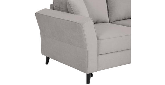 ECKSOFA Hellgrau Velours - Hellgrau/Schwarz, KONVENTIONELL, Holz/Textil (244/159cm) - Carryhome