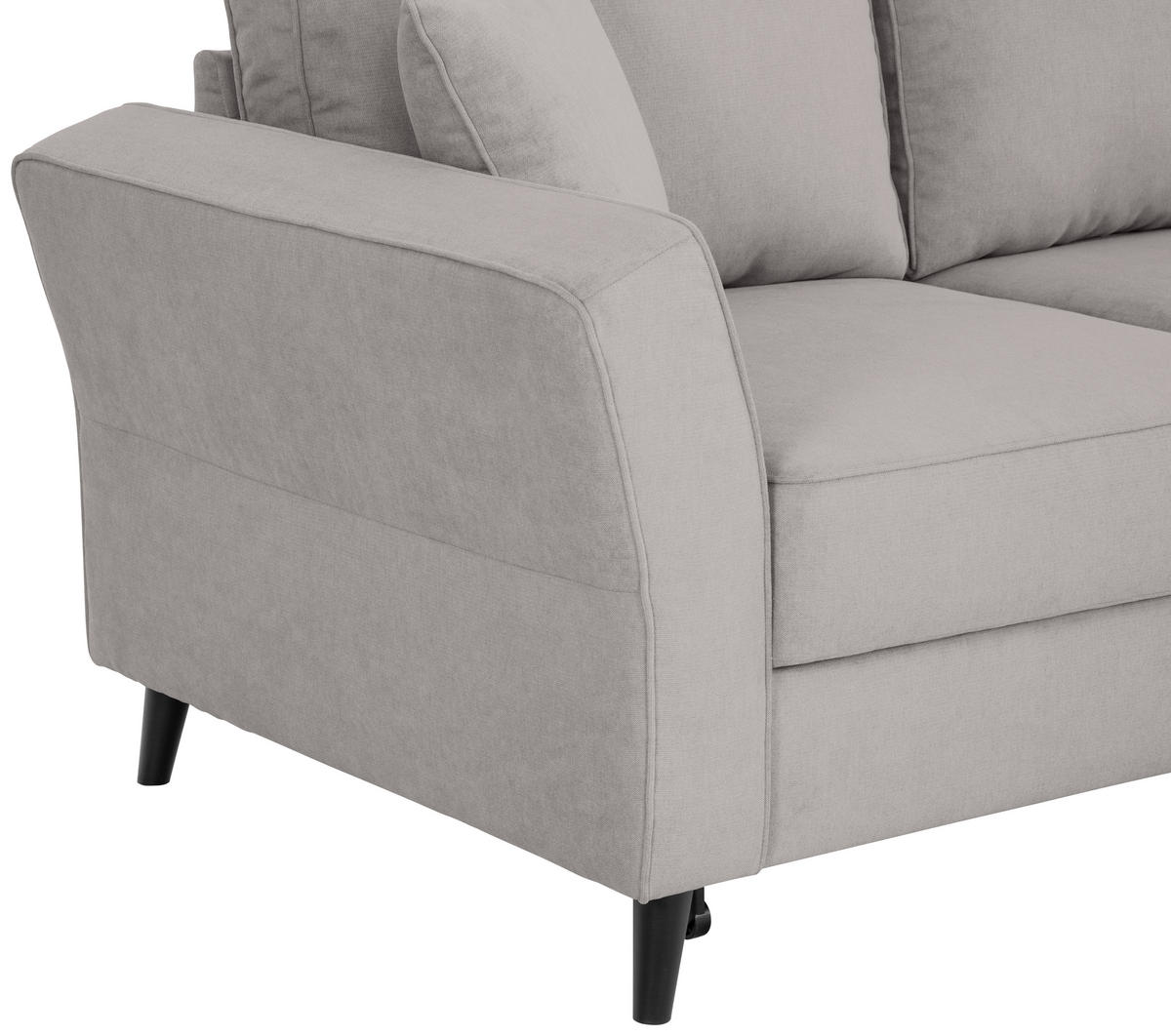 ECKSOFA in Velours Hellgrau  - Hellgrau/Schwarz, Konventionell, Holz/Textil (244/159cm) - Carryhome