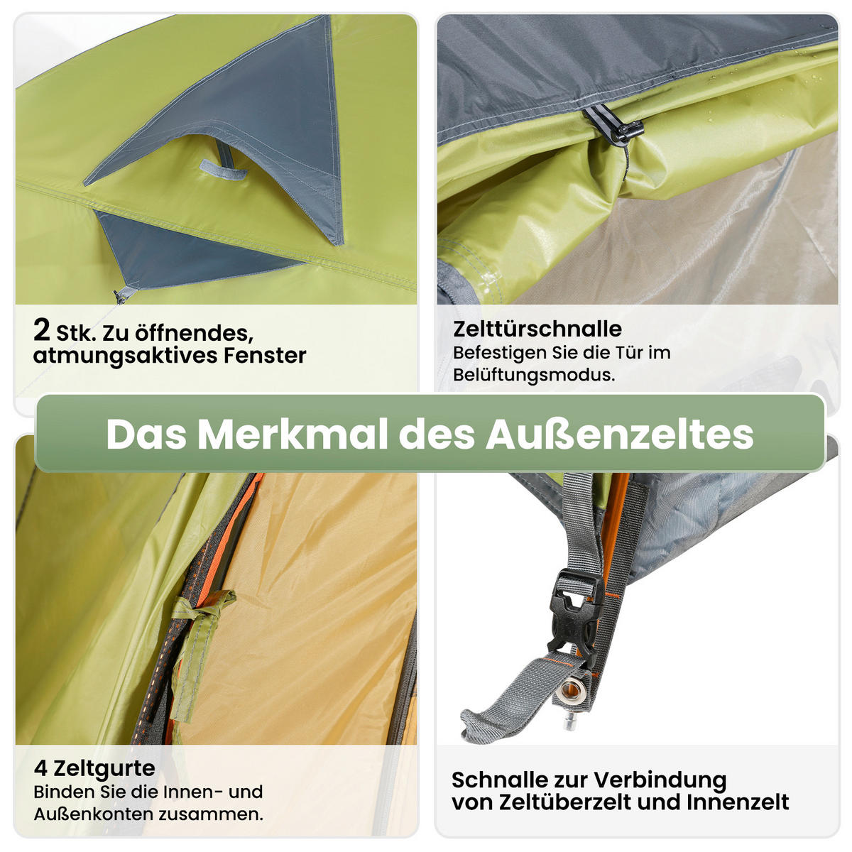 ZELT - Dunkelgelb/Grün, Basics, Textil/Metall (240/210/130cm) - Modante