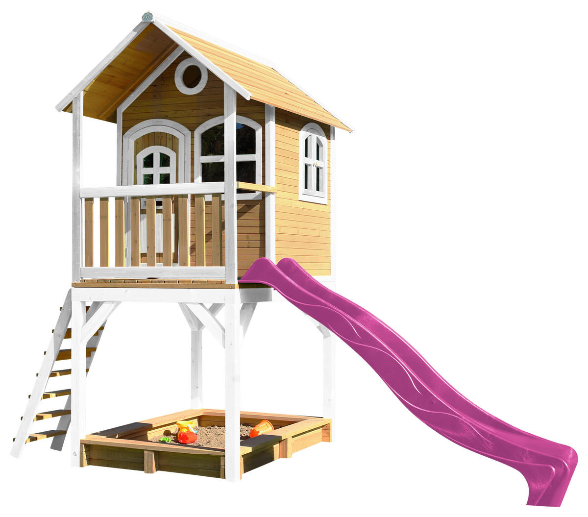 SPIELHAUS SARAH 370/291/191 cm  - Lila/Braun, KONVENTIONELL, Holz/Kunststoff (370/291/191cm) - Ambia Garden