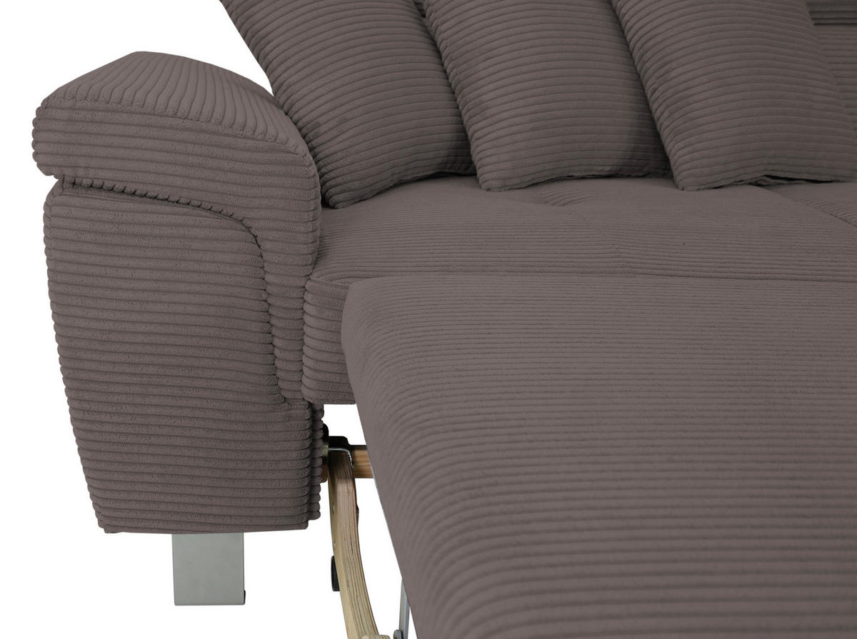 ECKSOFA inkl. Funktionen Anthrazit Cord  - Anthrazit/Silberfarben, Design, Textil/Metall (257/226cm) - Xora