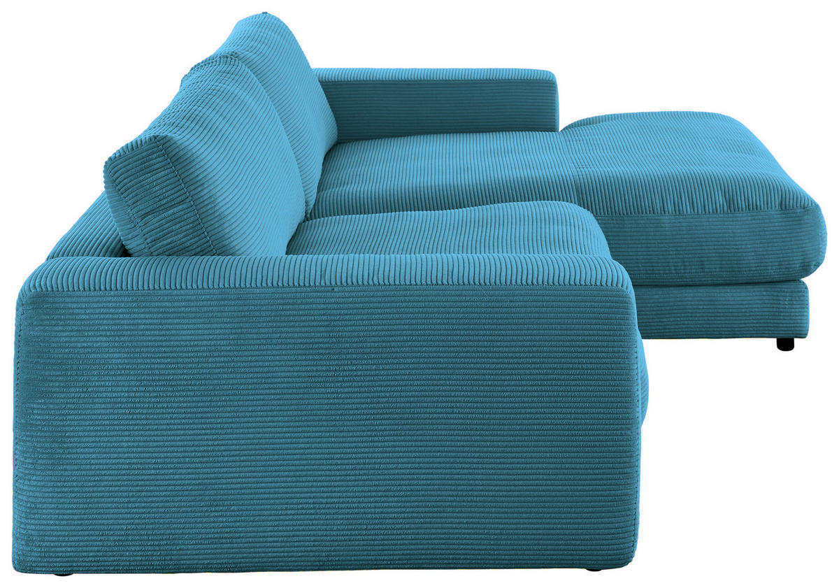 ECKSOFA in Cord Petrol  - Petrol/Schwarz, Design, Kunststoff/Textil (270/190cm) - Lomoco