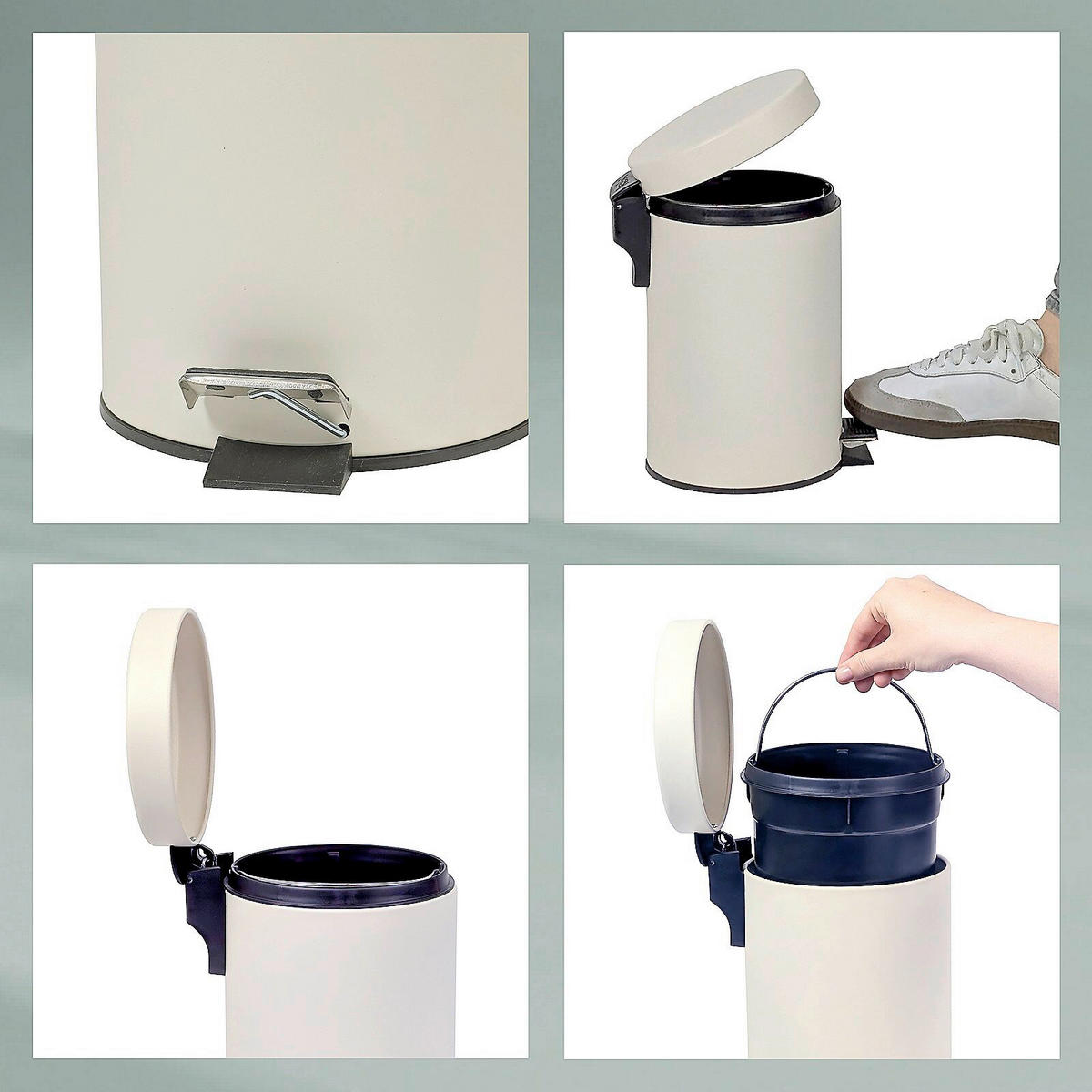 KOSMETIKEIMER MONACO 3 L  - Beige/Schwarz, Basics, Kunststoff/Metall (17/26cm) - Kela