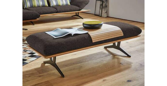 HOCKERBANK in Holz, Textil Dunkelbraun - Dunkelbraun/Schwarz, Design, Holz/Textil (150/43/60cm) - Dieter Knoll