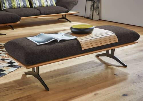HOCKERBANK in Holz, Textil Dunkelbraun  - Dunkelbraun/Schwarz, Design, Holz/Textil (150/43/60cm) - Dieter Knoll