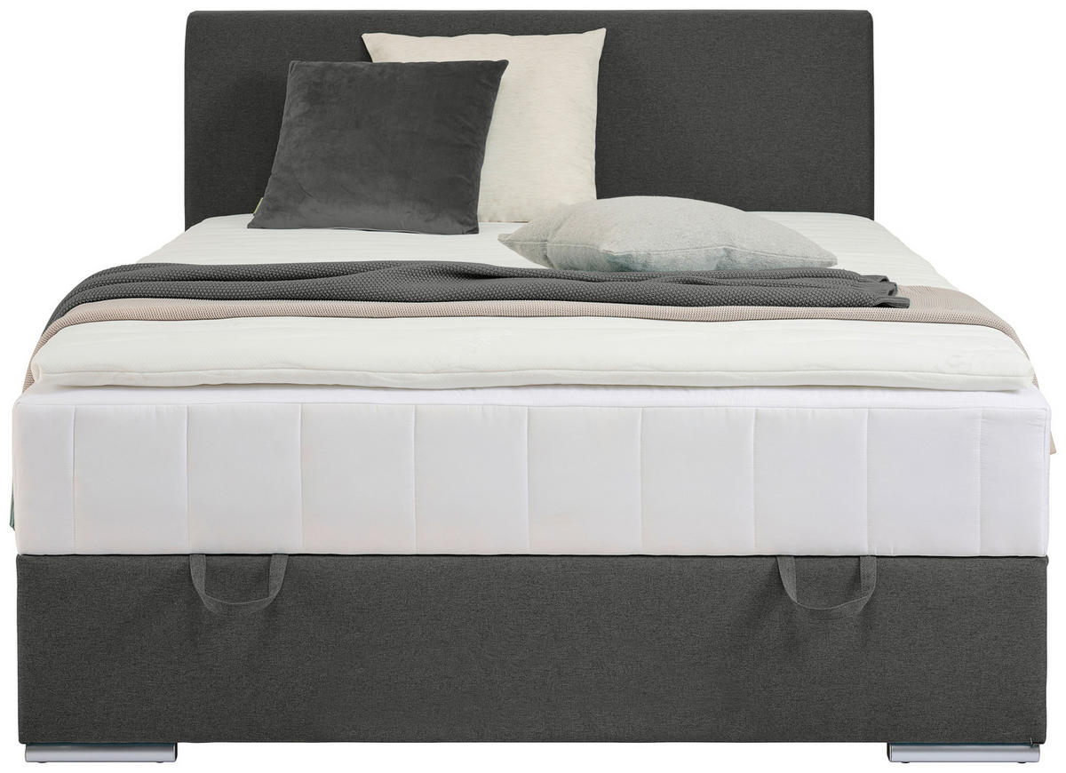 BOX KREVET BEZ OPRUGA 90/200 cm     tamnosiva  - tamnosiva/boja hroma, Konvencionalno, tekstil/plastika (90/200cm) - Carryhome