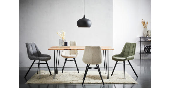 ESSTISCH Schwarz, Akaziefarben rechteckig   - Schwarz/Akaziefarben, Design, Holz/Metall (160/85/76cm) - Linea Natura