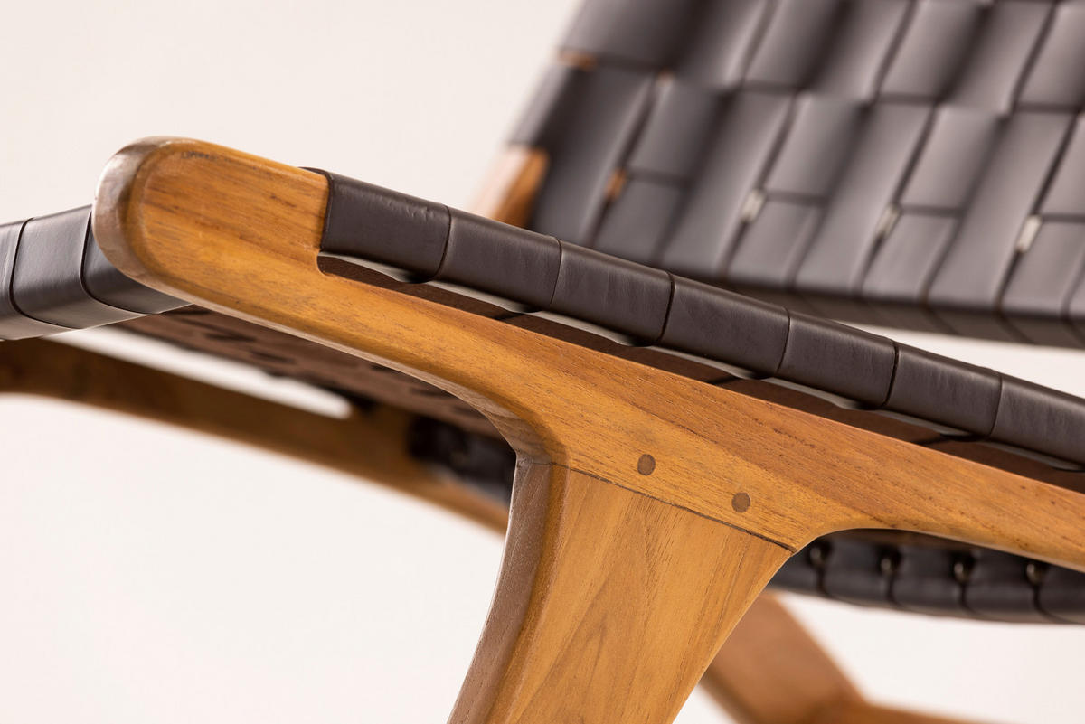 SESSEL in Lederlook (vegan) Braun  - Braun, Design, Holz/Textil (65/69/77cm) - Livetastic