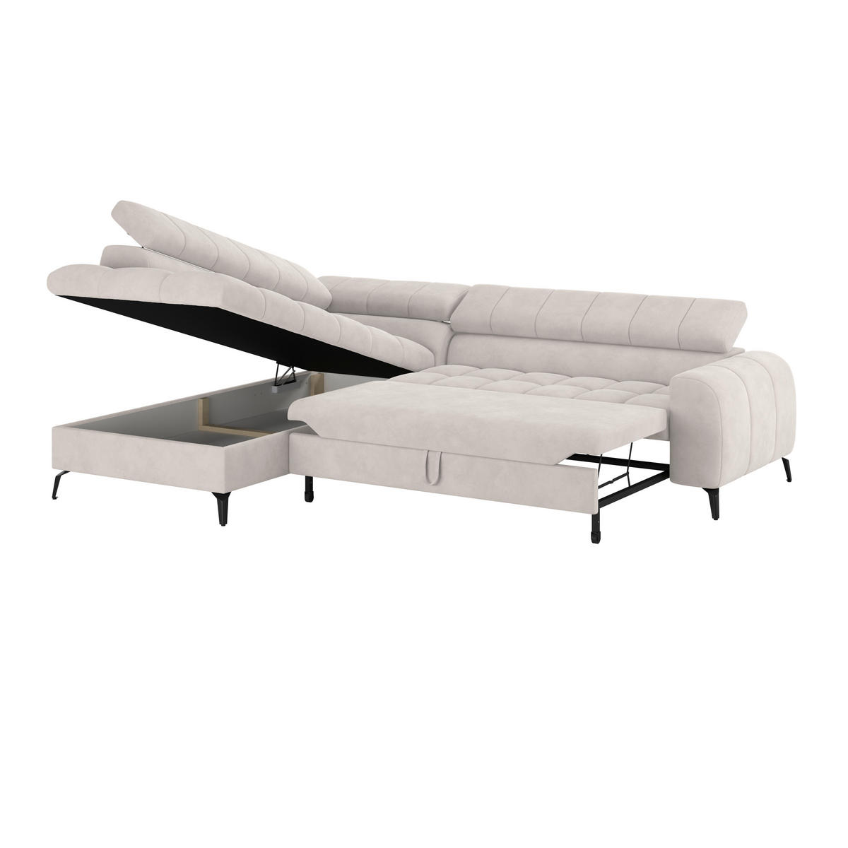 ECKSOFA in Weiss  - Weiss/Schwarz, Trend, Kunststoff/Textil (203/261cm) - Livetastic