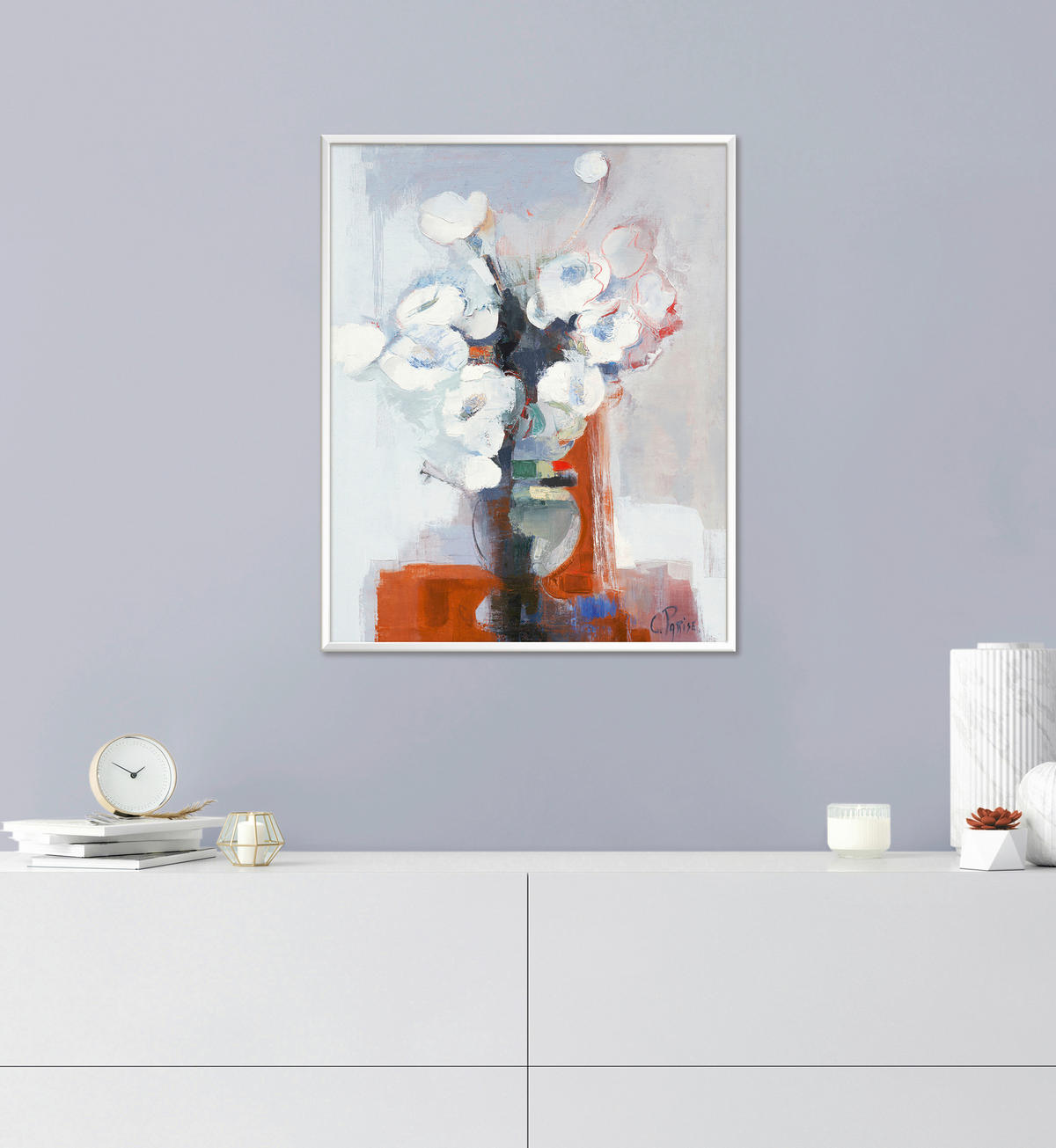 KUNSTDRUCK Stillleben, Blumen 40/50 cm  - Blau/Beige, Basics, Papier (40/50cm) - Monee
