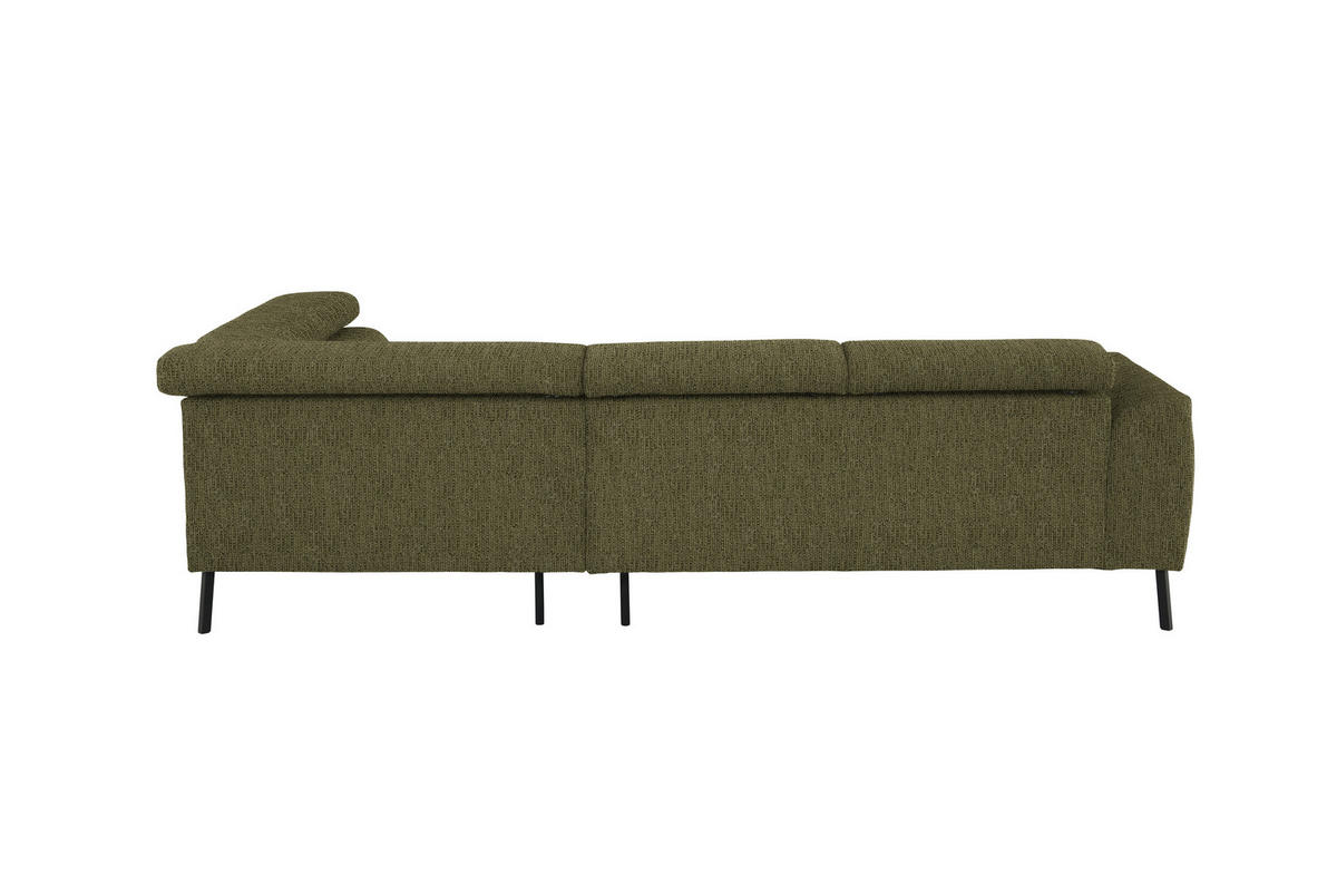 ECKSOFA in Webstoff Olivgrün  - Schwarz/Olivgrün, Design, Textil/Metall (280/205cm) - MID.YOU