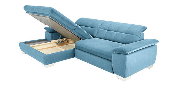 ECKSOFA in Mikrofaser Pastellblau  - Chromfarben/Pastellblau, Design, Textil/Metall (180/265cm) - Carryhome