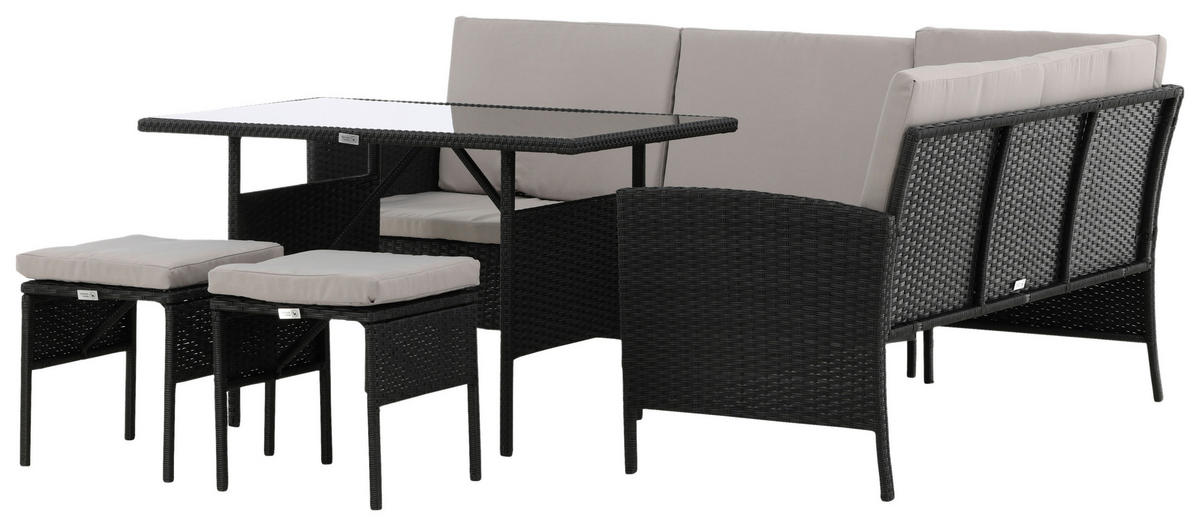 DINING-LOUNGESET  - Schwarz/Grau, KONVENTIONELL, Kunststoff - Gardenson