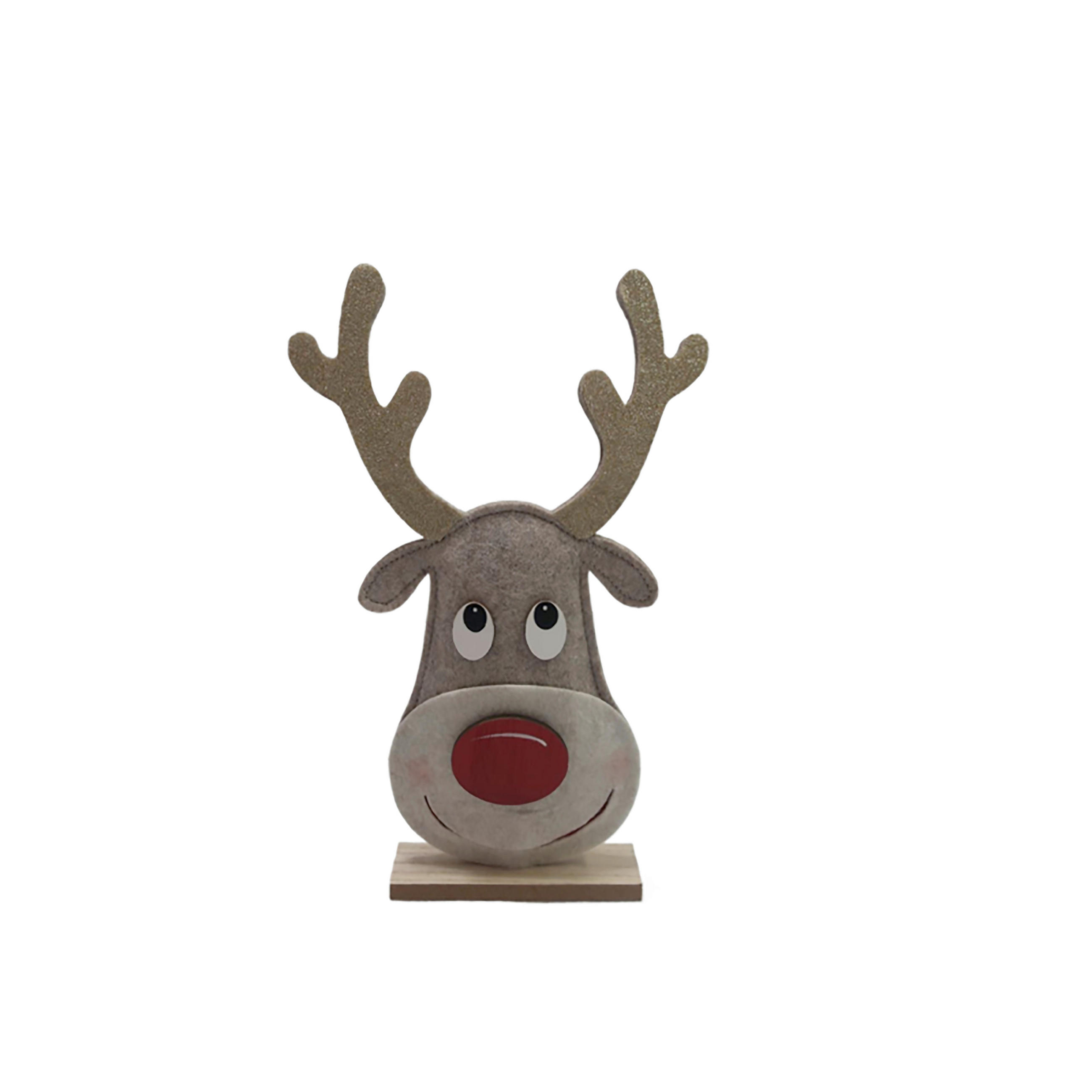 DEKORENTIER - Hellbraun/Rot, LIFESTYLE, Holzwerkstoff/Textil (21,5/30/4cm) - X-Mas