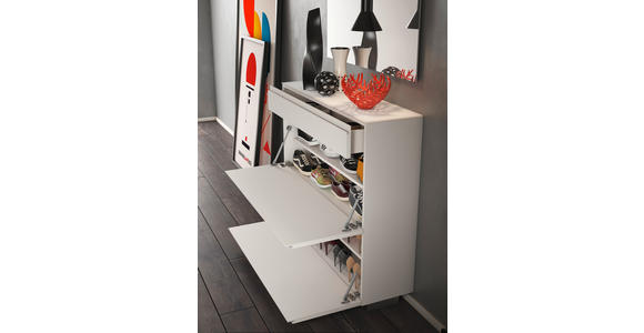 SCHUHKIPPER - Weiß, Design, Glas/Holzwerkstoff (110/96/33cm) - Moderano