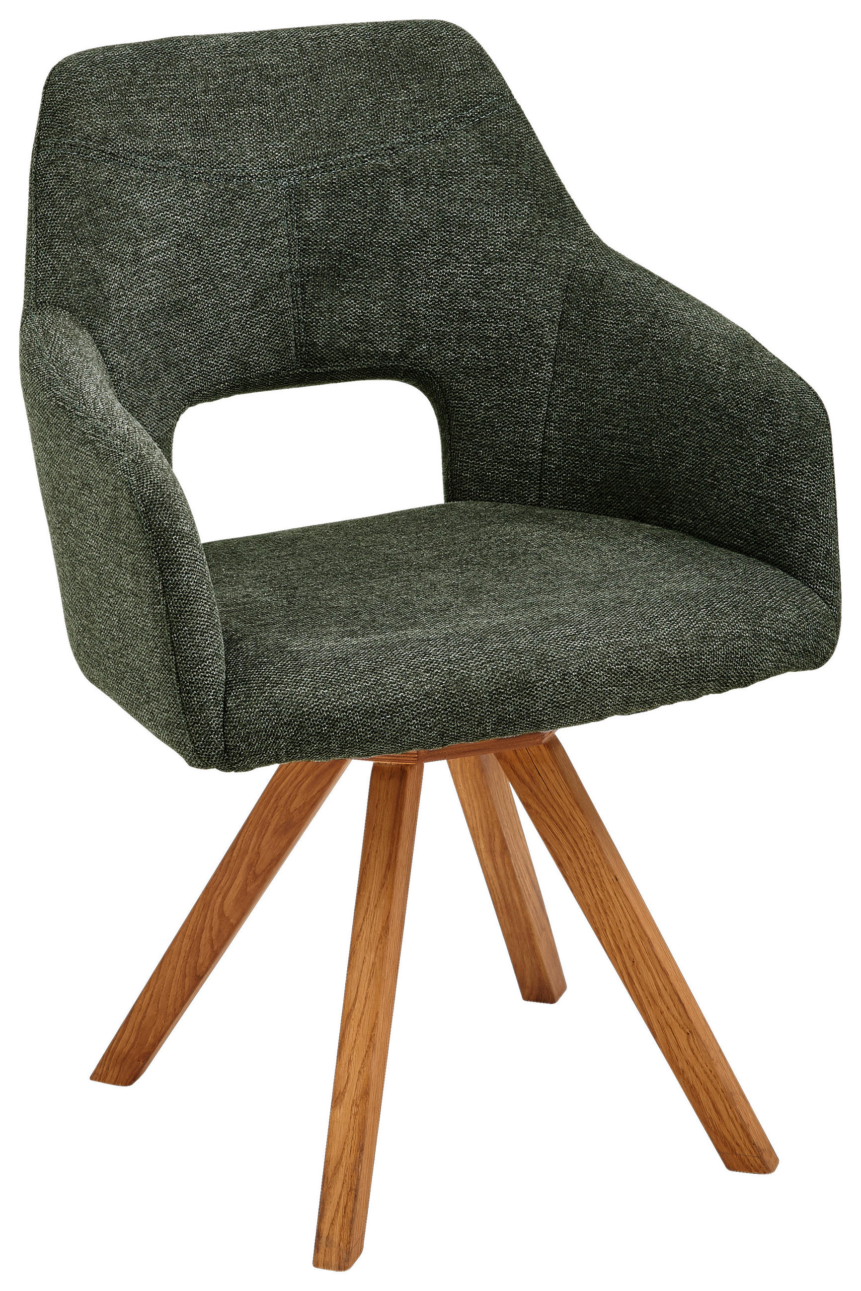 ARMLEHNSTUHL  in Webstoff  - Eichefarben/Olivgrün, Design, Holz/Textil (57/84/57cm) - Voleo