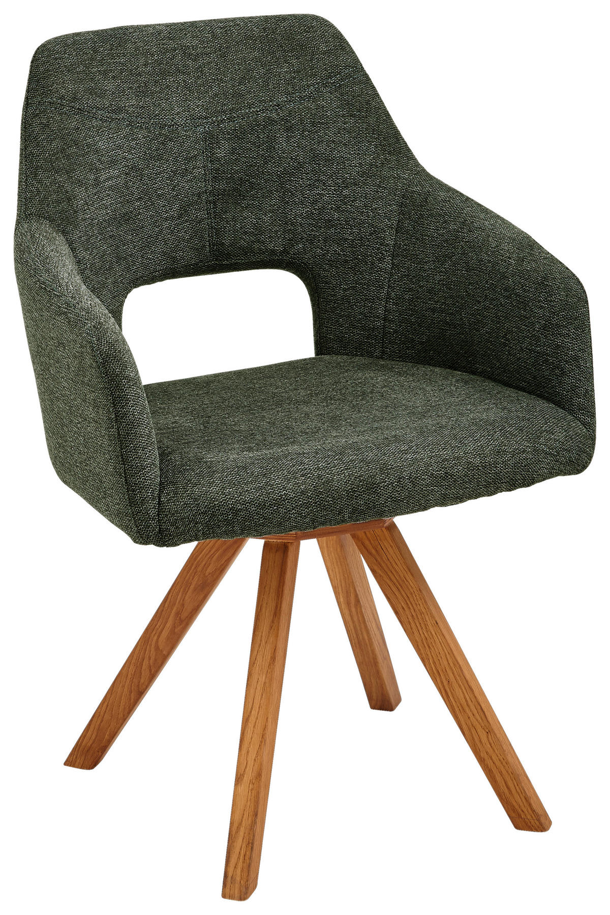 ARMLEHNSTUHL  in Webstoff  - Eichefarben/Olivgrün, Design, Holz/Textil (57/84/57cm) - Voleo