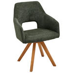 ARMLEHNSTUHL  in Webstoff  - Eichefarben/Olivgrün, Design, Holz/Textil (57/84/57cm) - Voleo