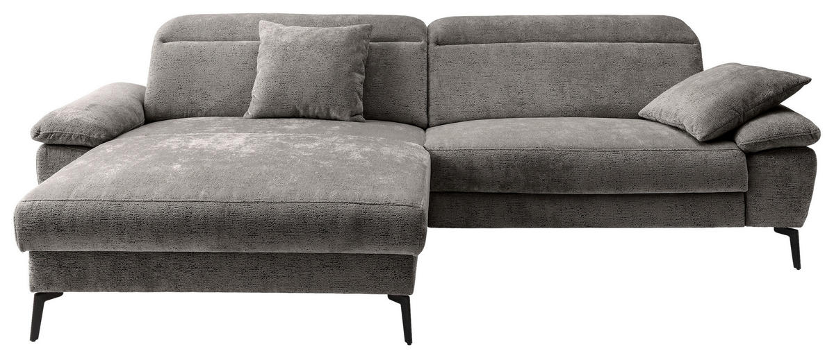 ECKSOFA Struktur Anthrazit  - Anthrazit/Schwarz, Konventionell, Textil/Metall (178/300cm) - Livetastic