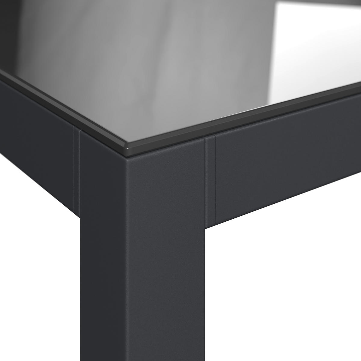 GARTENTISCHGRUPPE beschichtet Stahl  - Dunkelgrau/Naturfarben, MODERN, Glas/Kunststoff (150/75.5/90cm) - Ambia Garden