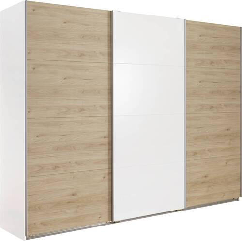OMARA Z DRSNIMI VRATI, hikori, bela, barve hrasta - barve hrasta/bela, Design, kovina/leseni material (270/210/65cm) - Carryhome