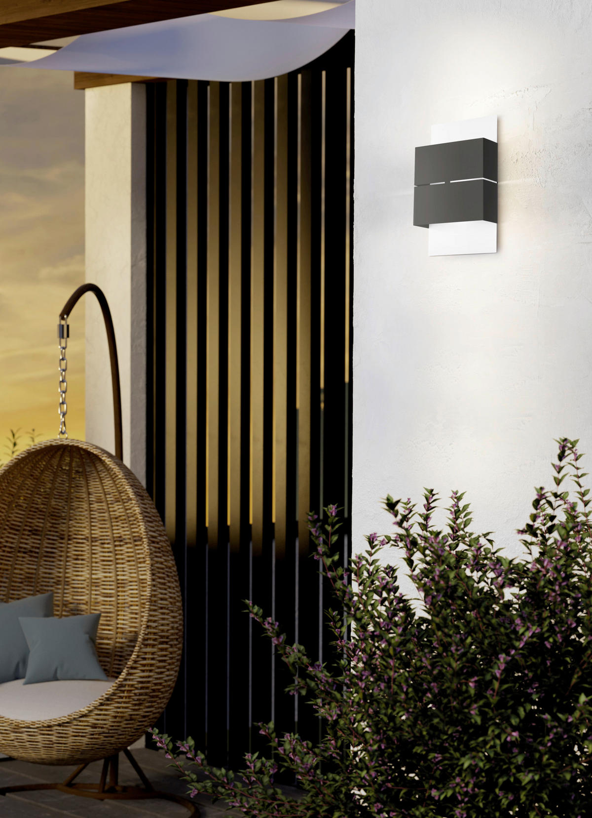 VONKAJŠIE NÁSTENNÉ SVIETIDLO, 15 cm - biela/antracitová, Design, kov (15cm) - Eglo